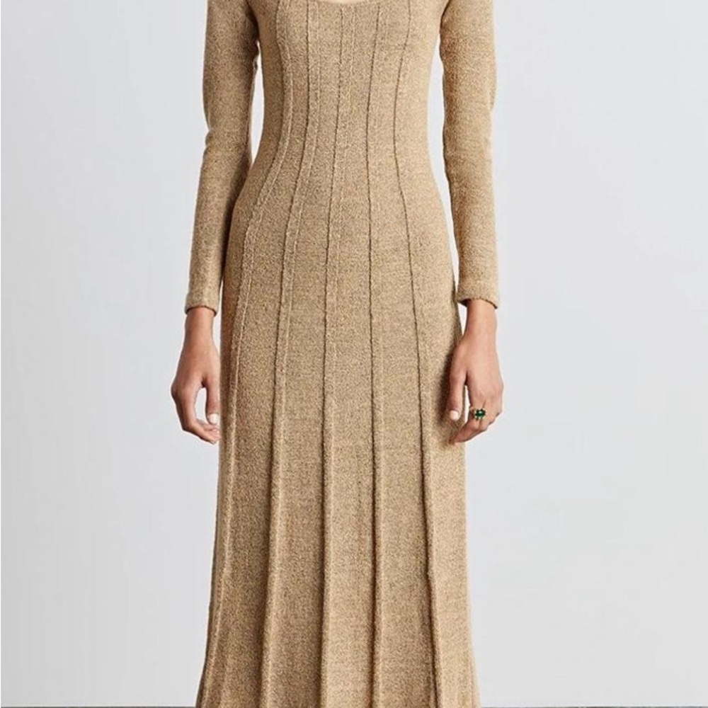 Who What Wear Collection Evelyne Seamed Midi Dress in Fawn Size XS - Picture 2 of 3